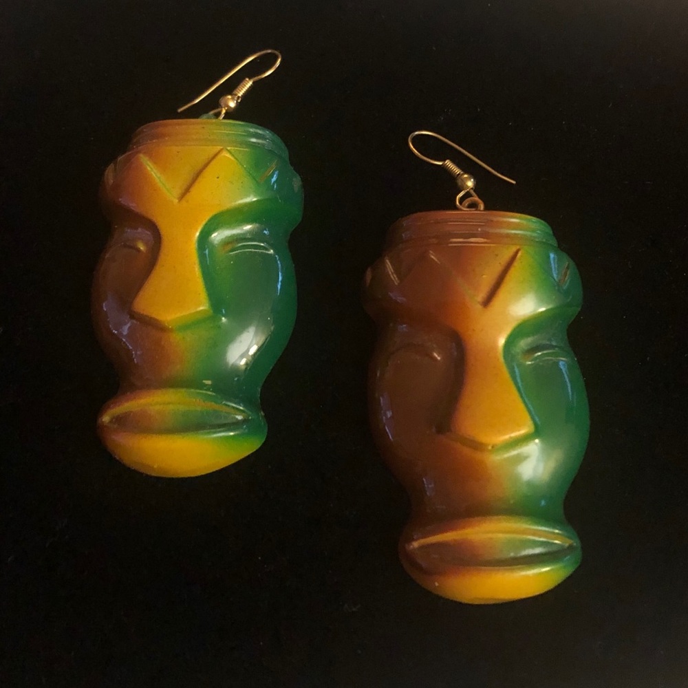 Tiki Head Earrings